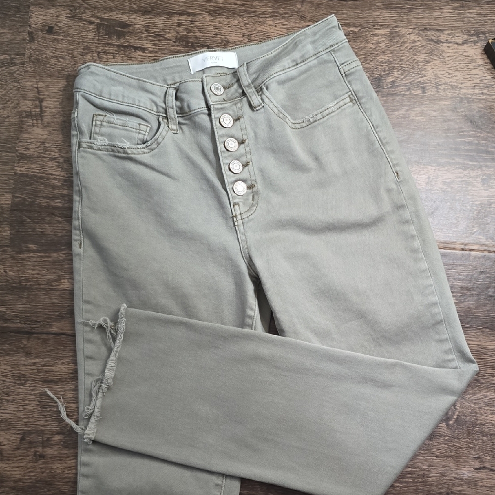 VERVET High-Rise‎ Button-Fly Women’s Jeans in Light Sage sz 27
